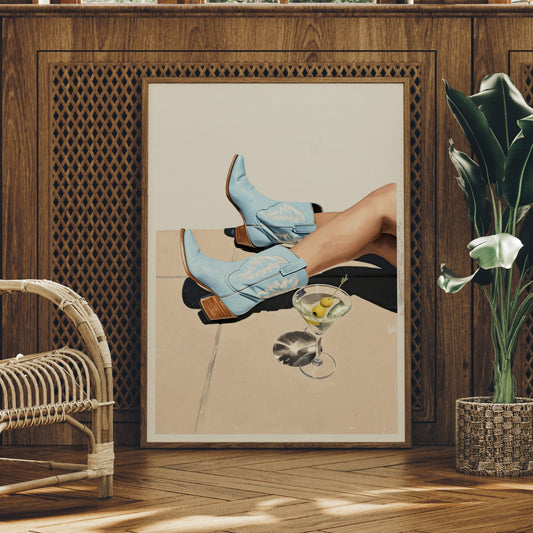 Sky Blue Boots Sip Afternoon Olives