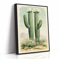 Twin Saguaros in Bloom