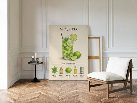 Mojito Cocktail Recipe Art Print