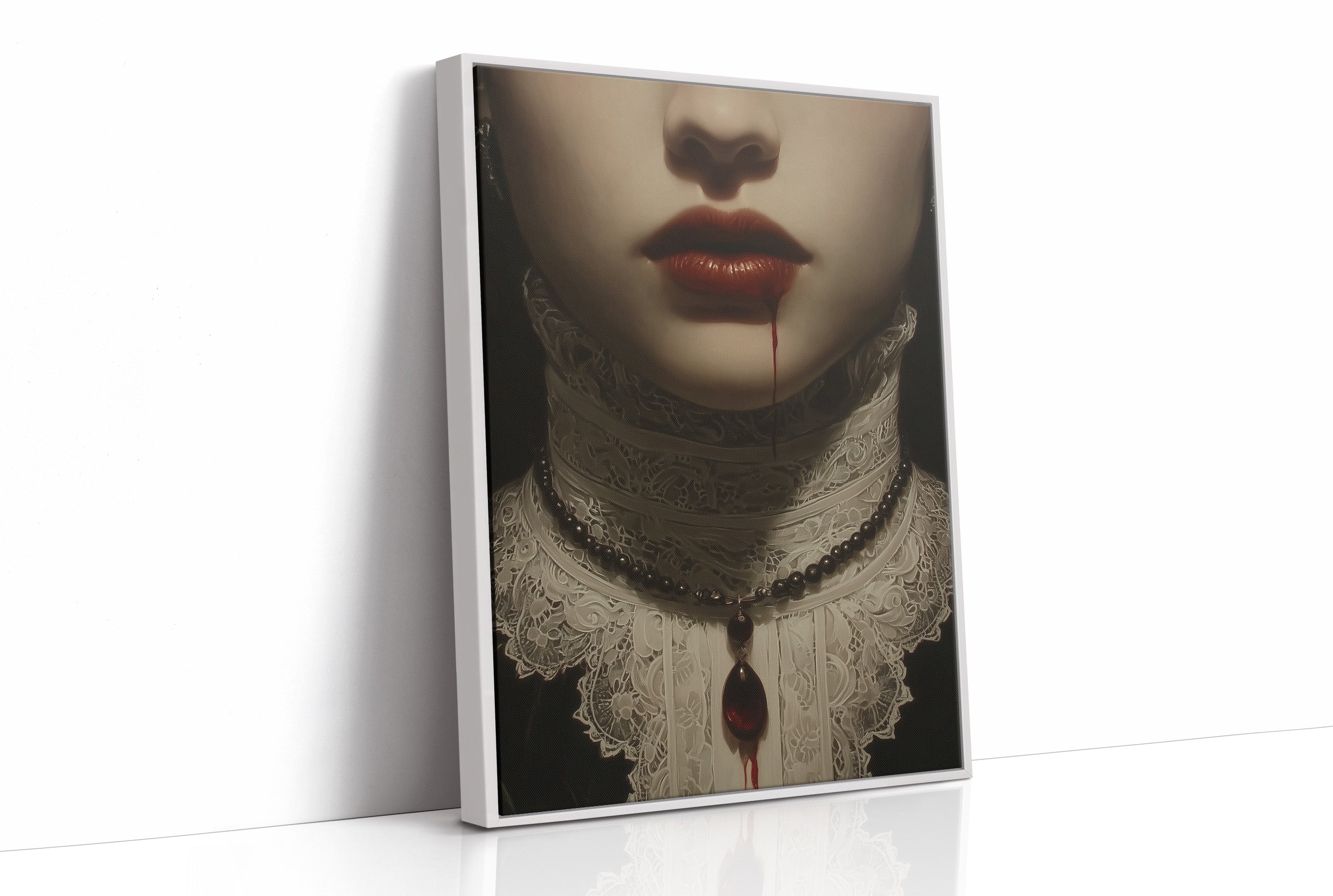 Crimson Secrets Behind Lace Collar