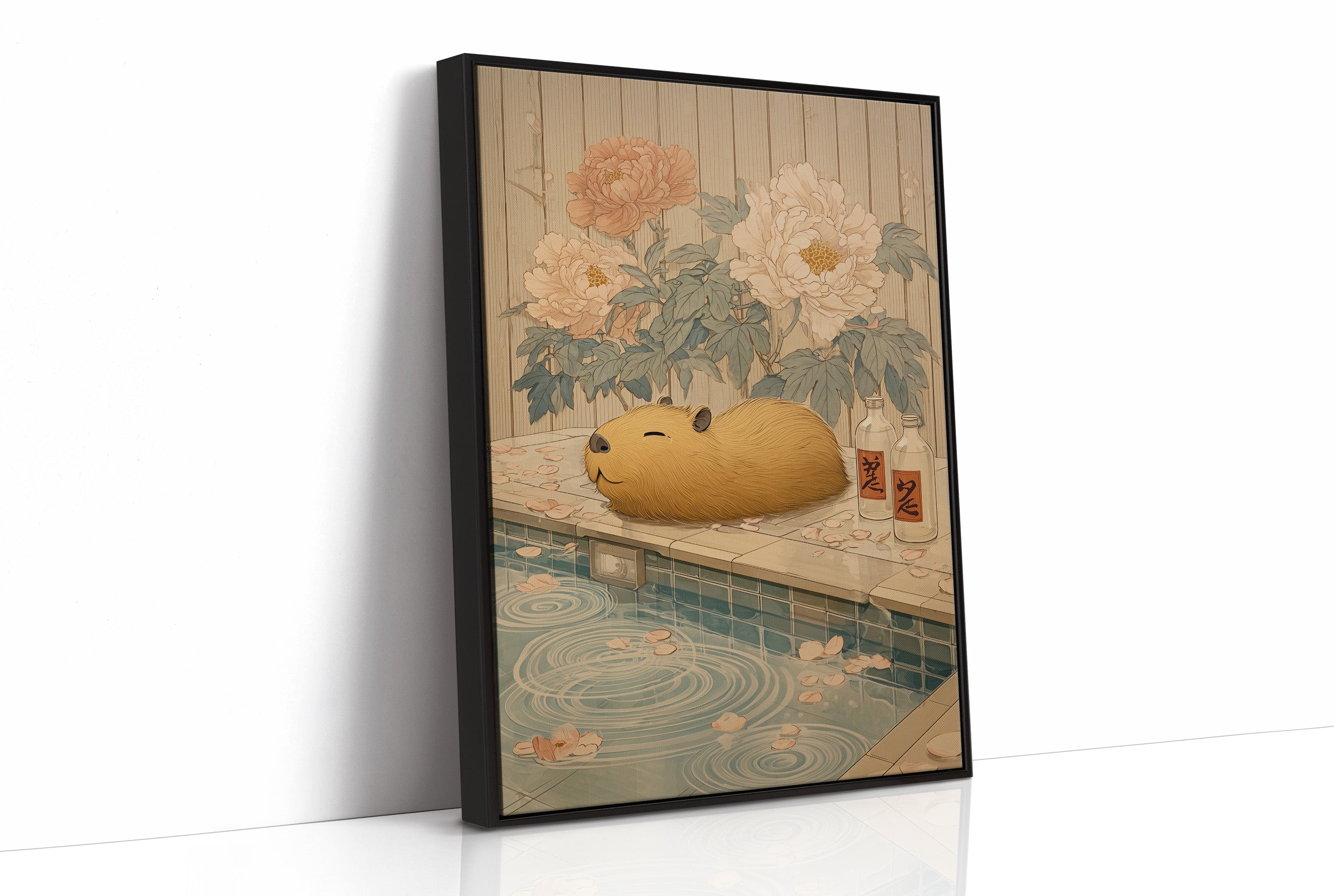 Poolside Capybara Dreams Of Peonies