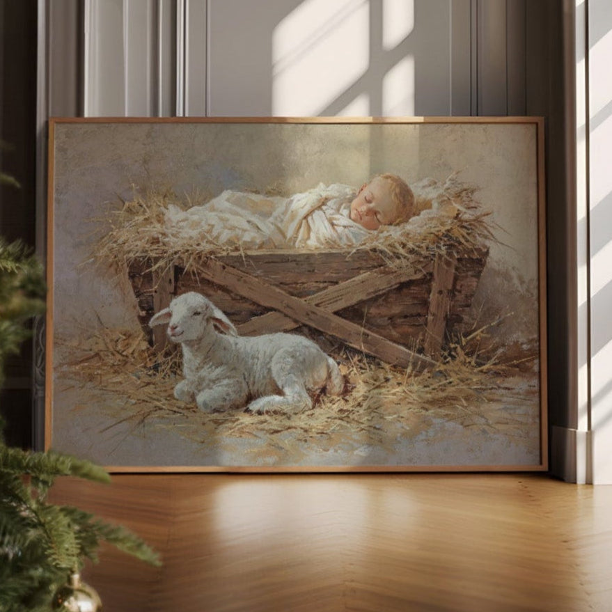 Gentle Lamb Guards Winter's Peace