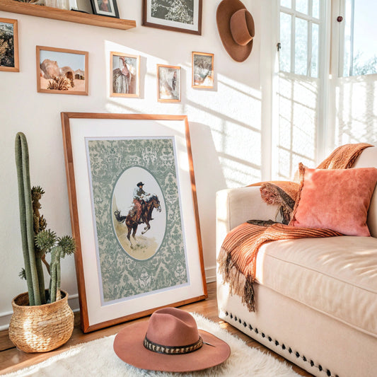 Sage Damask Frames Wild Bronco