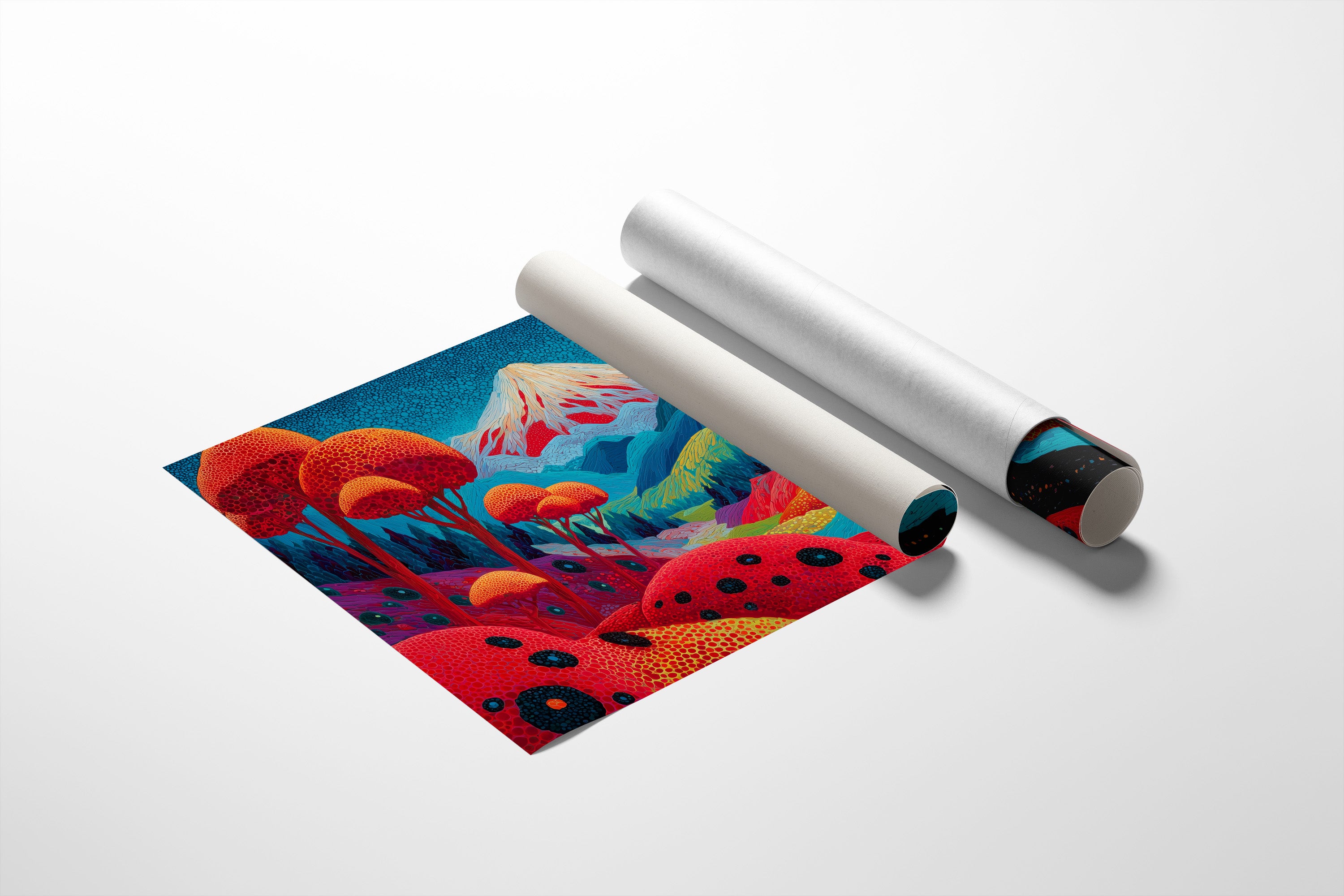 Sacred Peak Through Crimson Forest