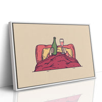 Champagne in Bed Minimal Illustration