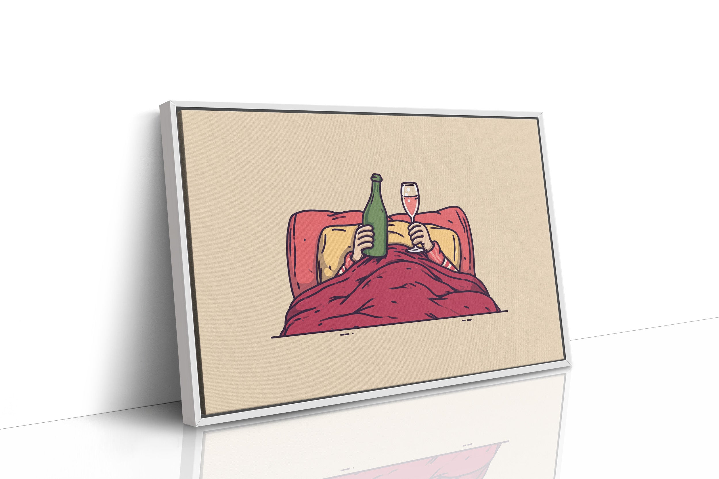 Champagne in Bed Minimal Illustration
