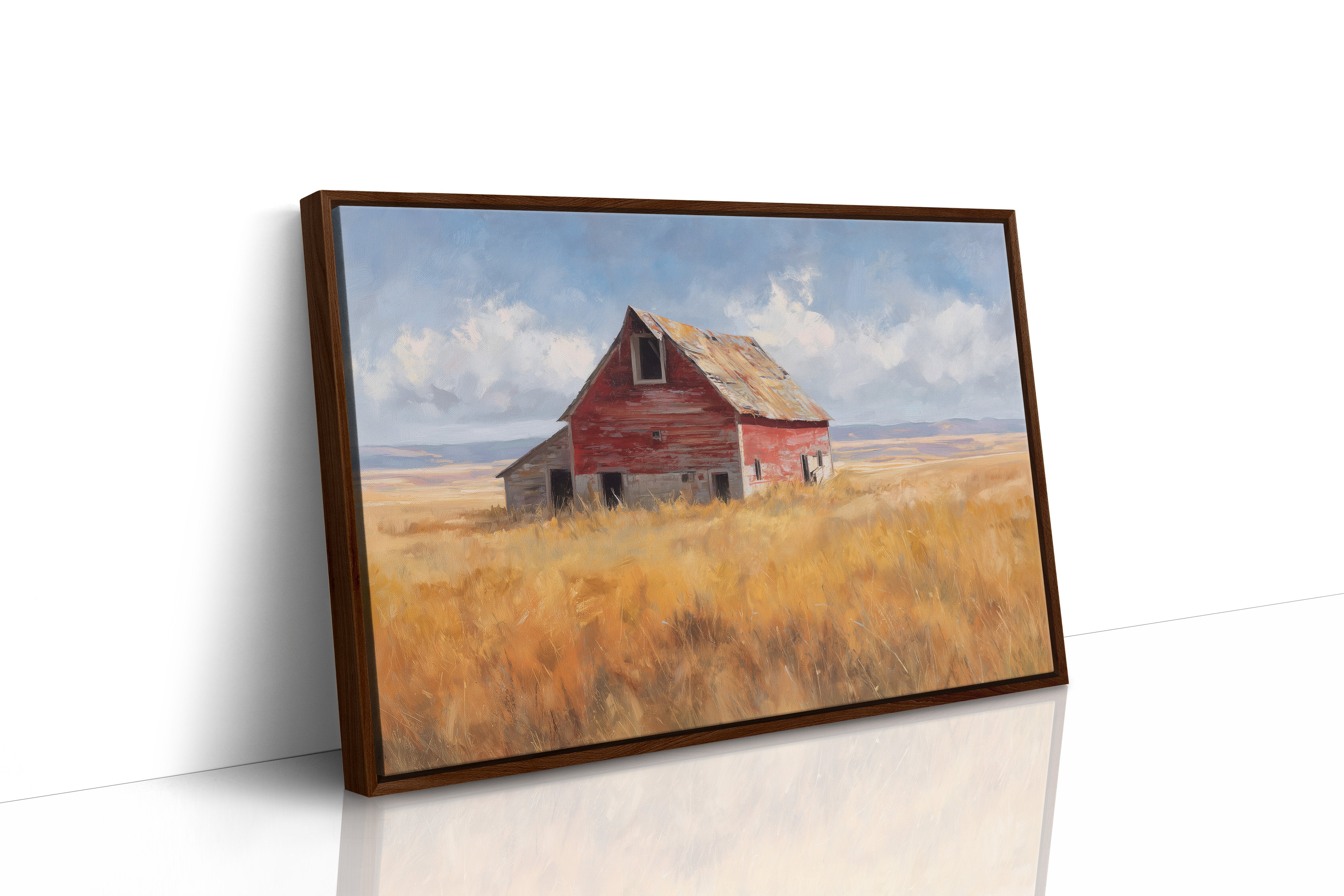 Weathered Red Against Golden Fields