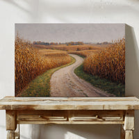 Harvest Path Winds Through Golden Fields