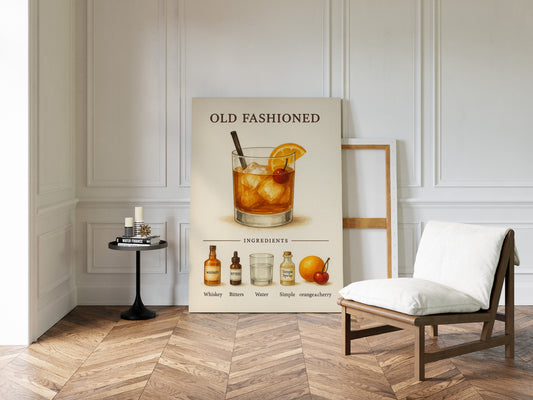 Old Fashioned Cocktail Recipe Art Print