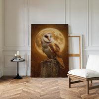 Barn Owl Beneath a Full Moon