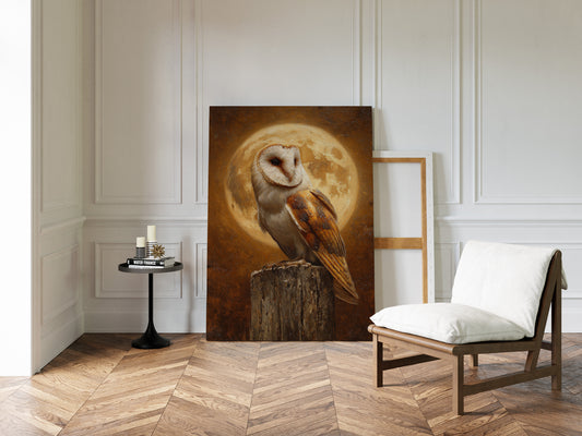 Barn Owl Beneath a Full Moon