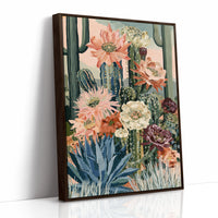 Blooming Oasis: Pink Cacti & Agave