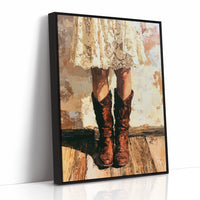 Sundress & Steel: Cowboy Boots Oil Painting