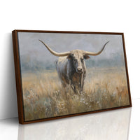 Longhorn Among Meadow Wildflowers