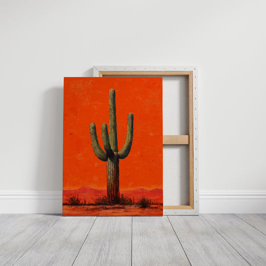 Lone Saguaro Against Desert Flame