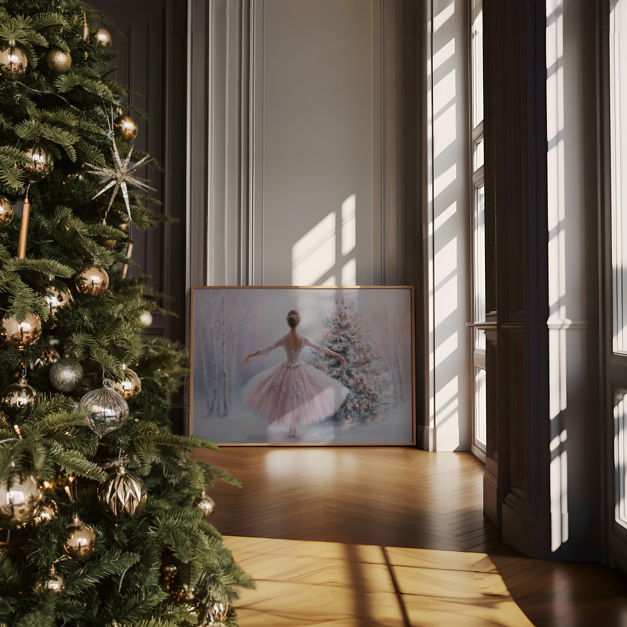 Winter Ballet Beneath Frosted Pines
