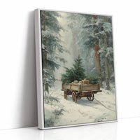 Forgotten Wagon In Winter Woods