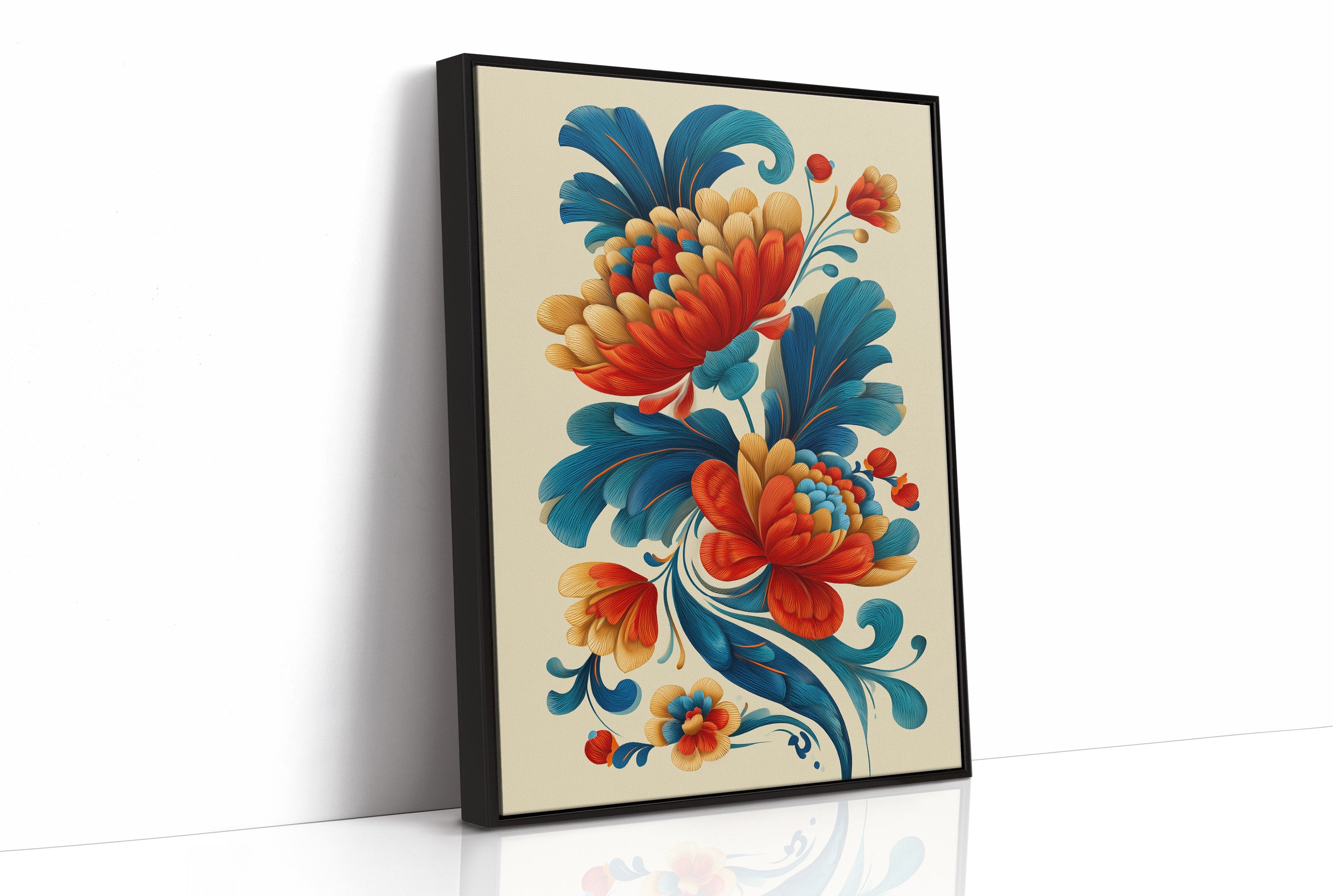 Folk Blooms Dance In Teal