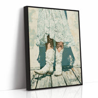 Lace Hem, White Boots, Wooden Porch