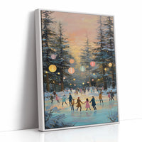 Winter Skaters Dance Under Lanterns
