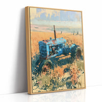 Faded Blue: Tractor Lost in Golden Grass