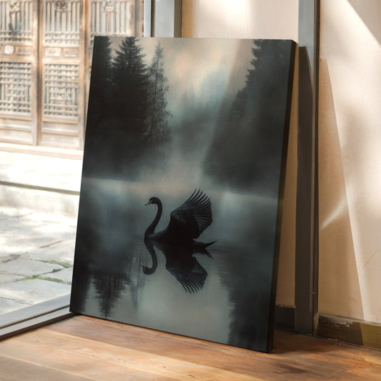Black Swan in Morning Fog
