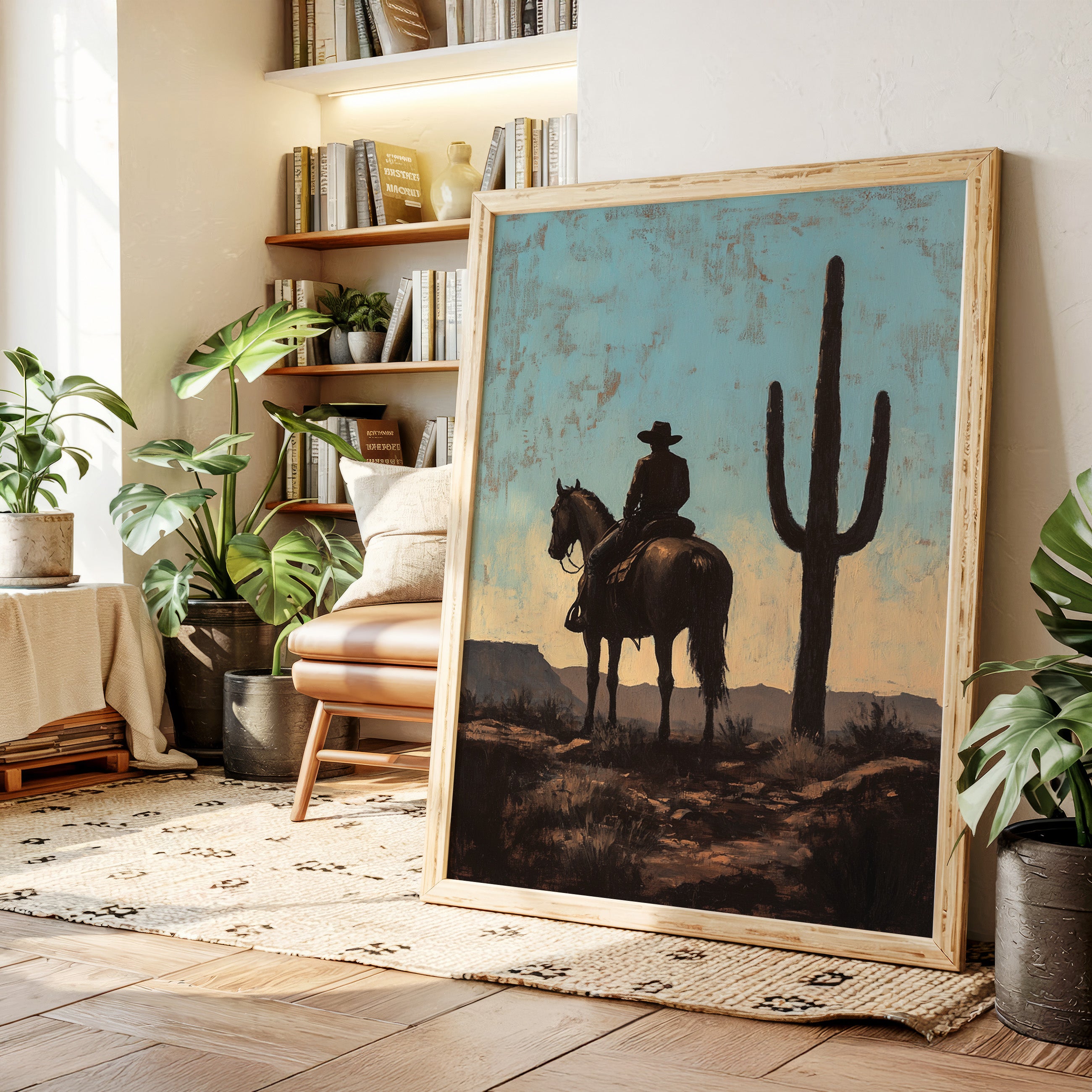 Rider and Saguaro at Dusk