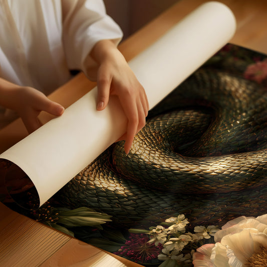 Serpent Among Blooming Peonies