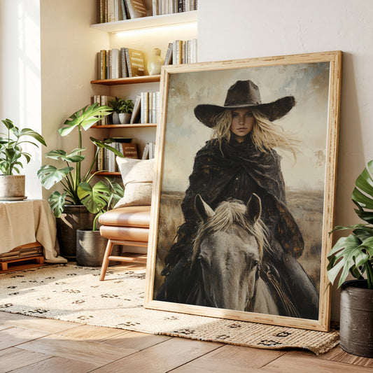 Rider in Black on White Horse