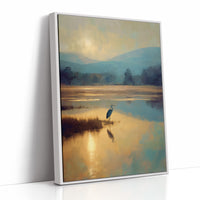 Heron's Dawn On Still Waters