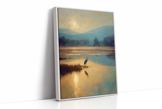 Heron's Dawn On Still Waters