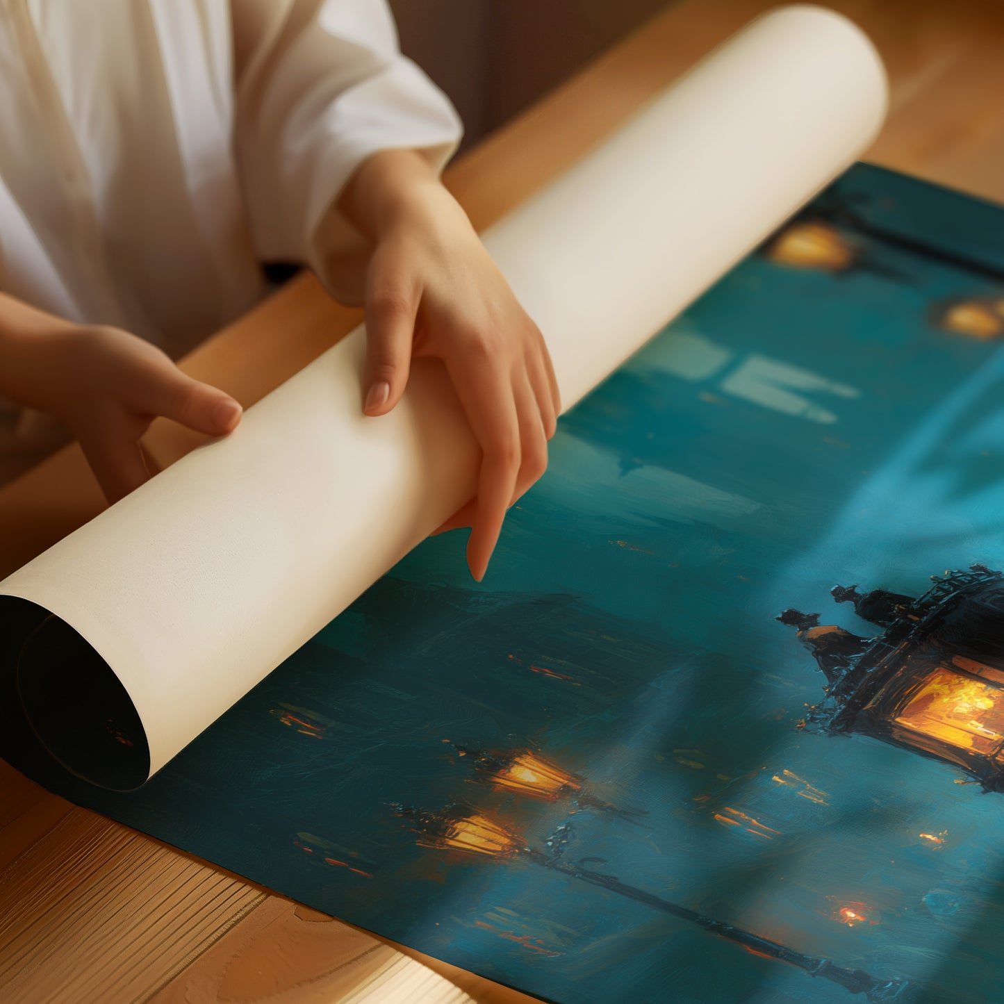 Midnight Carriage Through Teal Fog