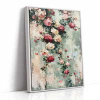 Climbing Roses on Plaster — Impasto Floral Painting