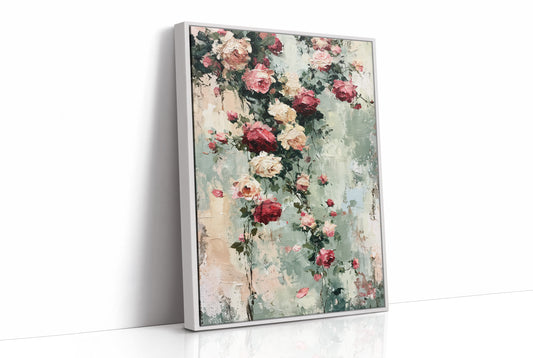 Climbing Roses on Plaster — Impasto Floral Painting