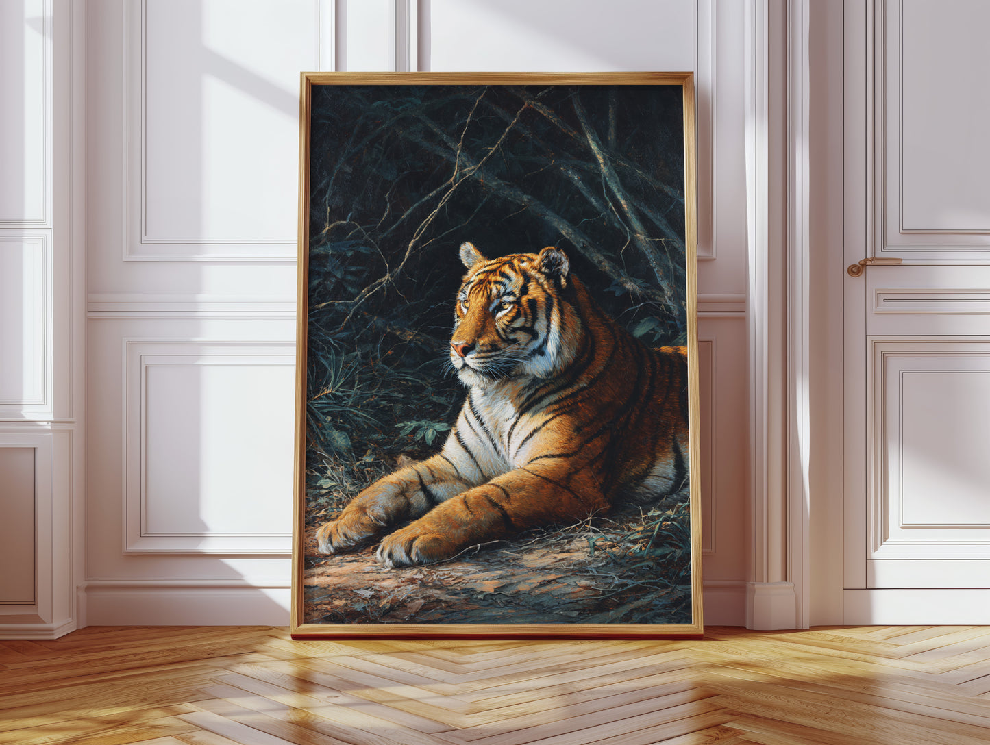 Regal Tiger Against Midnight Marble