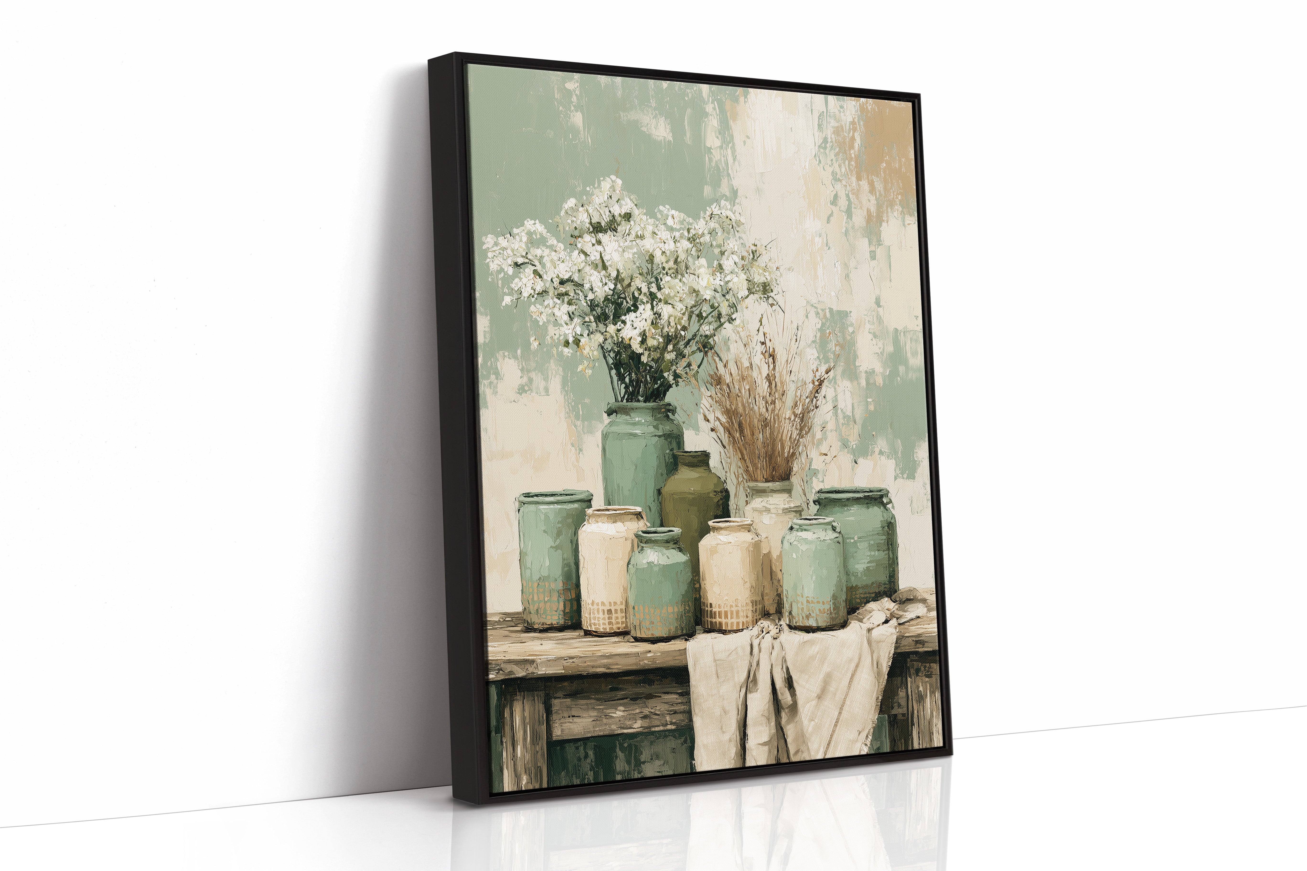 Sage Jars and Baby's Breath