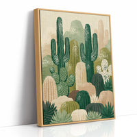 Twin Saguaros: Cactus Collage in Green & Tan