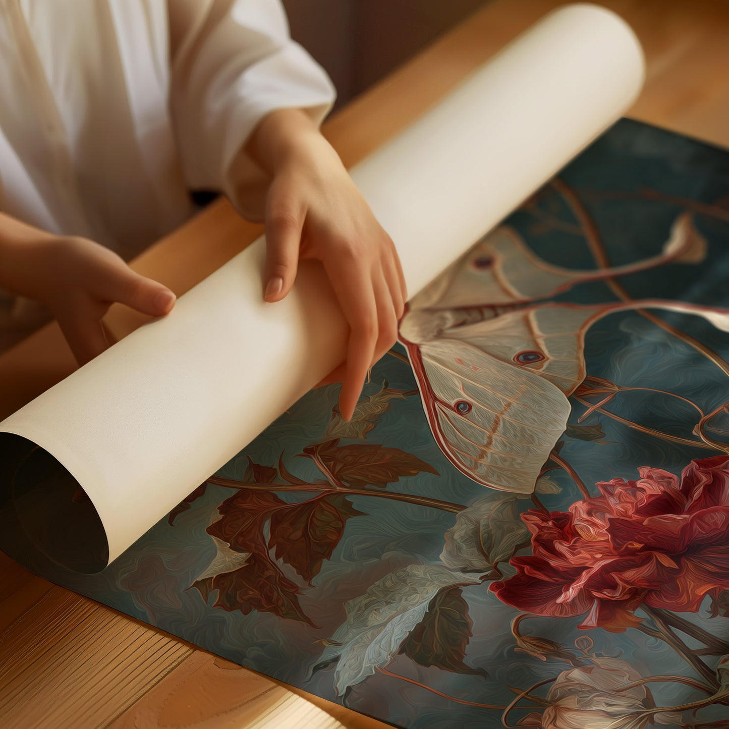 Moth Among Twilight Blooms