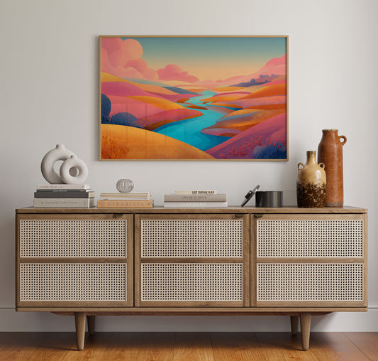 Turquoise River Cuts Through Sunset
