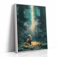 Fox in the Cathedral Light — Dark Forest Oil Painting
