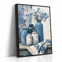 Blue Jars and Wildflower Sprays
