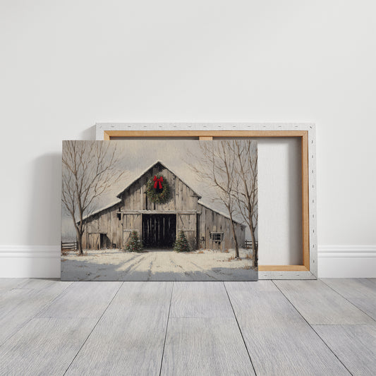 Winter Barn Wears Holiday Red