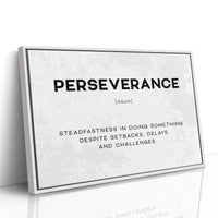 Perseverance Definition Canvas Art | Bold Motivational Typography Print for Home Office, Gym or Entrepreneur Décor