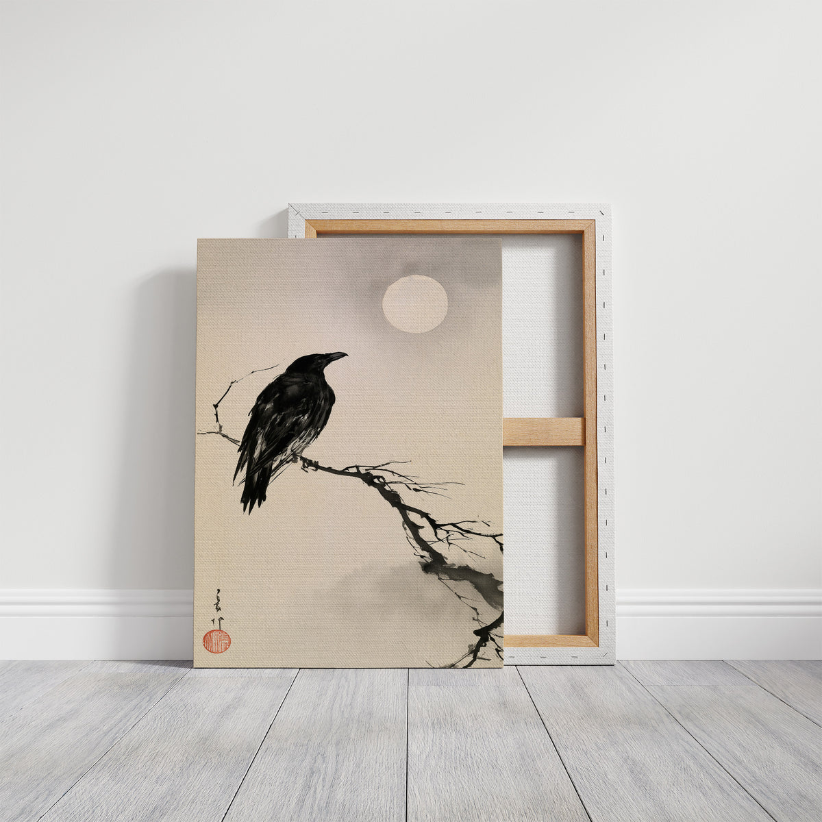 Raven Moonlit Branch Sumi-e