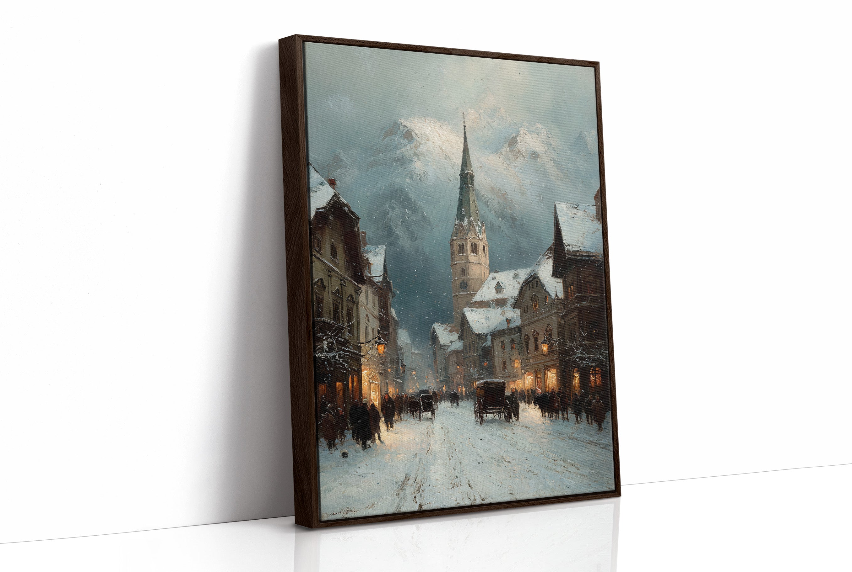 An Alpine Village at Dusk