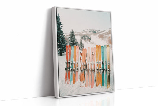 Pastel Skis Paint Winter Mountains