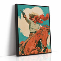 Vintage Cowgirl On Horseback