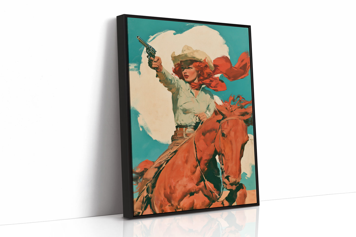 Vintage Cowgirl On Horseback