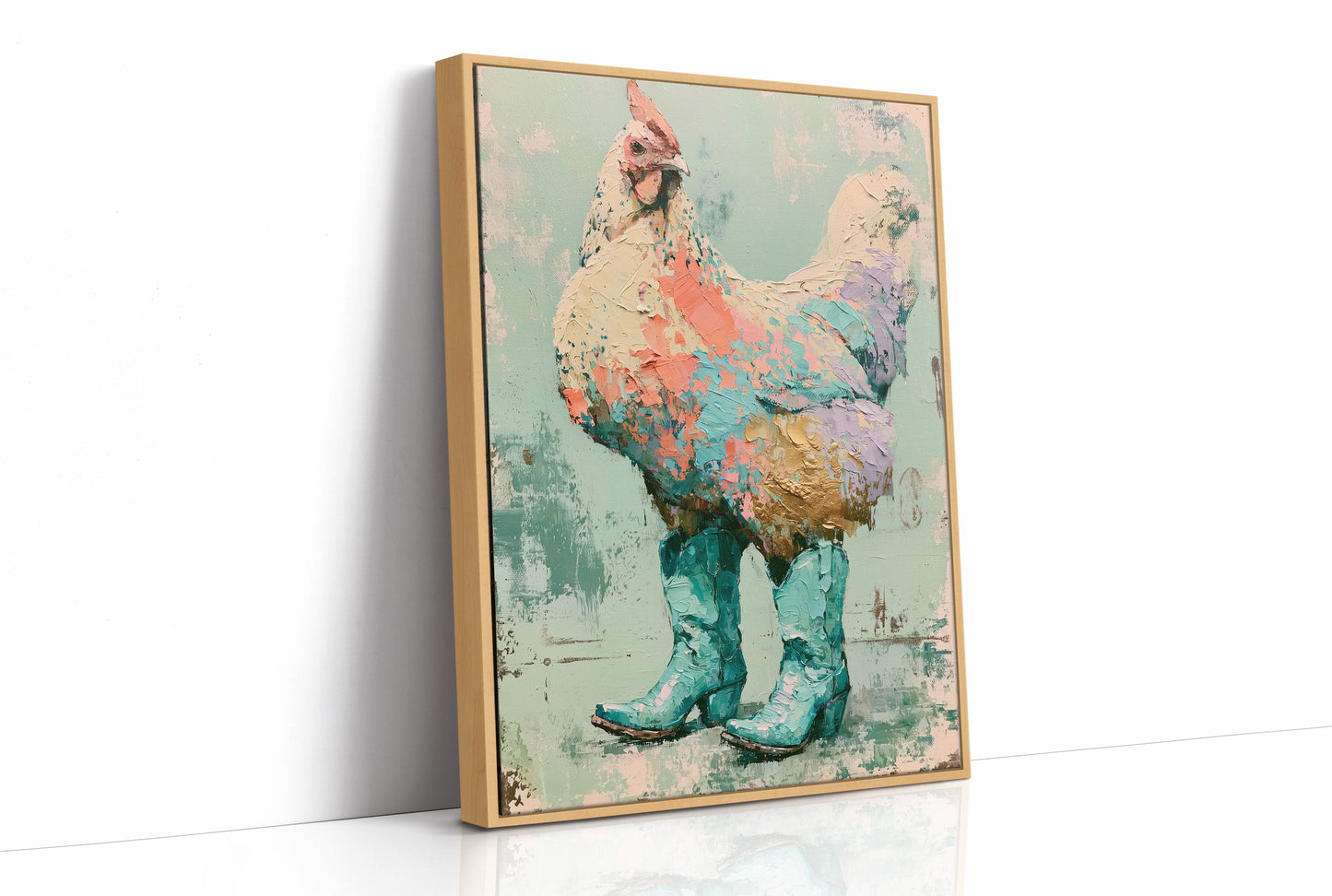 Gilded Feathers: The Rooster's Turquoise Strut