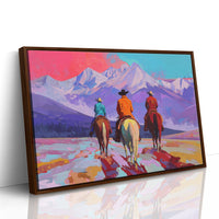 Three Riders Face Mountain Majesty